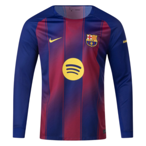 25/26 Barcelona Home Long Sleeve Jersey Front